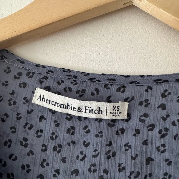 Abercrombie‎ & Fitch Blue Leopard Print Sheer Long Sleeve Bodysuit - Image 7
