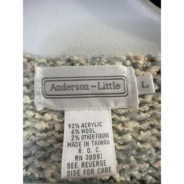 Anderson-Little Sweater Vest Women’s Large Neutral Knit Button Front Wool Blend - Image 4