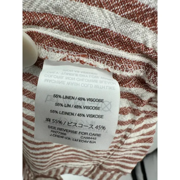 Madewell Womens Red White Striped Button Back Mini‎ Dress M Linen Blend BT26 - Image 7