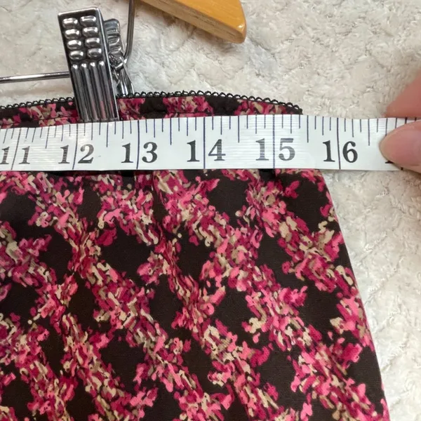 NYCC Y2K Vintage Pink Brown Elastic‎ Waist A-Line Gored Hem Midi Skirt Medium - Image 8