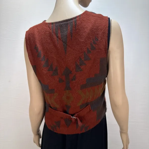 Roper Vintage Red Southwest Felt Button Vest Size S‎ Western Boho V-Neck Lined - Image 4