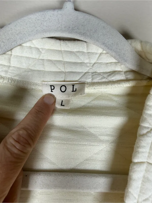 POL Cream Quilted Embroidered Jacket in Ivory Like New Bohemian Sz L - Image 9