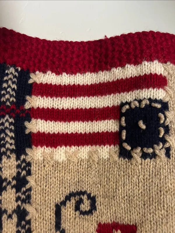 VTG Eddie Bauer Women’s Multicolor Button Front Patriotic Sweater Vest S/P - Image 6