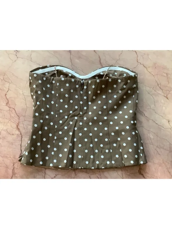 Amanda Uprichard x REVOLVE Soho Top in Chocolate Brown Polka Dot X-Small Womens - Image 6