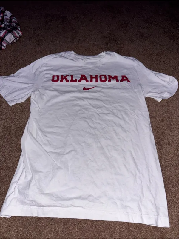 Nike White T-Shirt with Red Oklahoma Logo-Never worn - Image 2