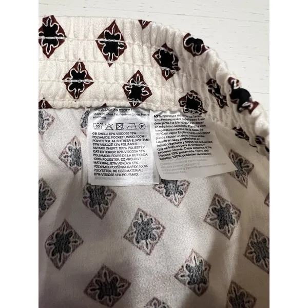 H&M‎ Womens Wide Leg Geometric Print Trousers Cream Black Size M New With Tags - Image 4