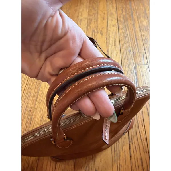 Dooney & Bourke Satchel Bag Womens Brown Pebbled Leather Zip Crossbody Purse - Image 4