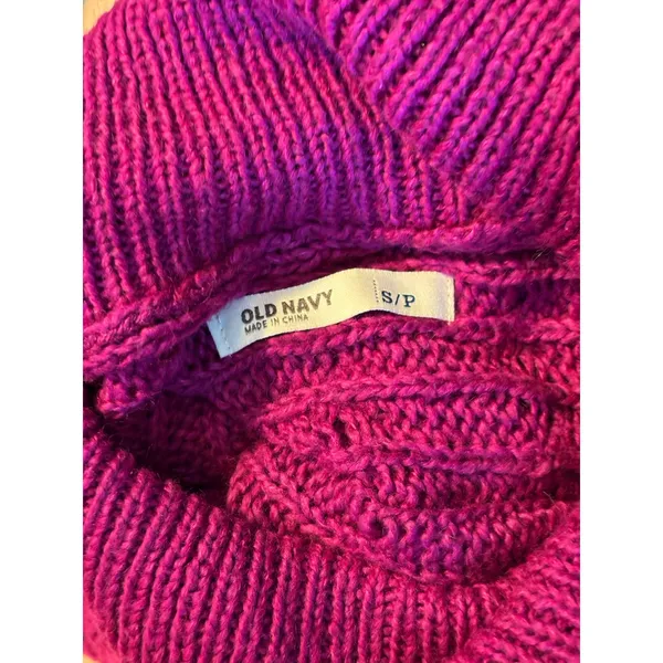 Old Navy Magenta Pink Cowl Neck Cable Knit Sweater Dress Small‎ Dolman Sleeve - Image 2