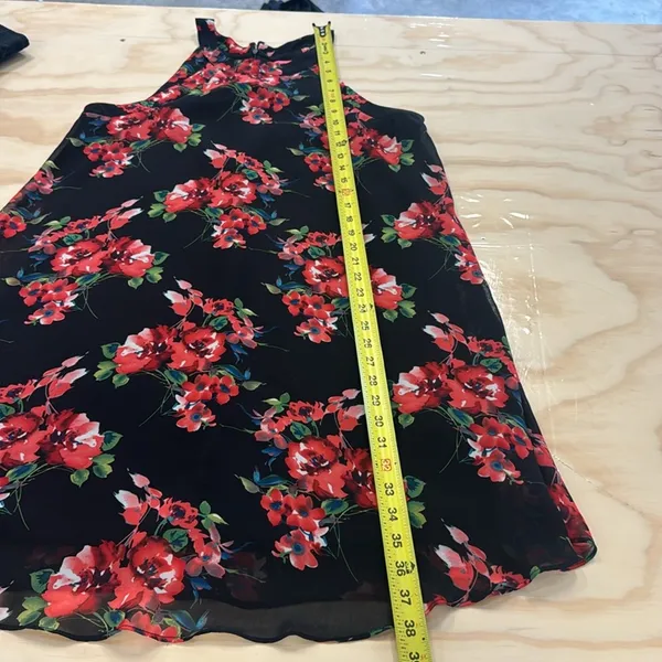 Betsey Johnson Black Floral Sleeveless Halter Mini Flowy‎ Romantic Dress Sz 10 - Image 13