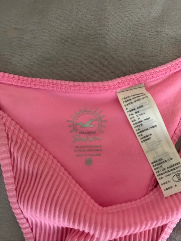 Hollister Pink Ribbed Bikini Bottoms with Side Rings - Image 2