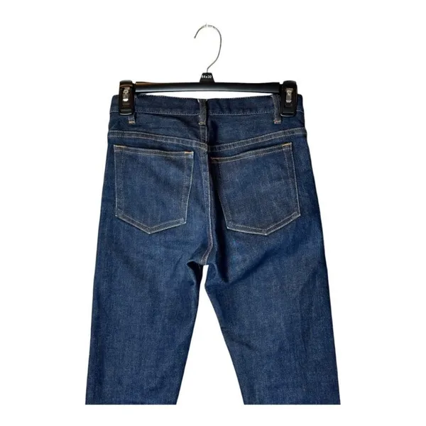 APC Jeans Women 24 Blue Dark Wash Denim Button Fly Faded‎ Straight Cropped Leg - Image 4