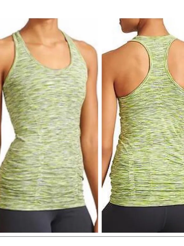 Athleta Fast Track Space-Dye Racerback Tank Top in Green and Gray Size Small - Image 2