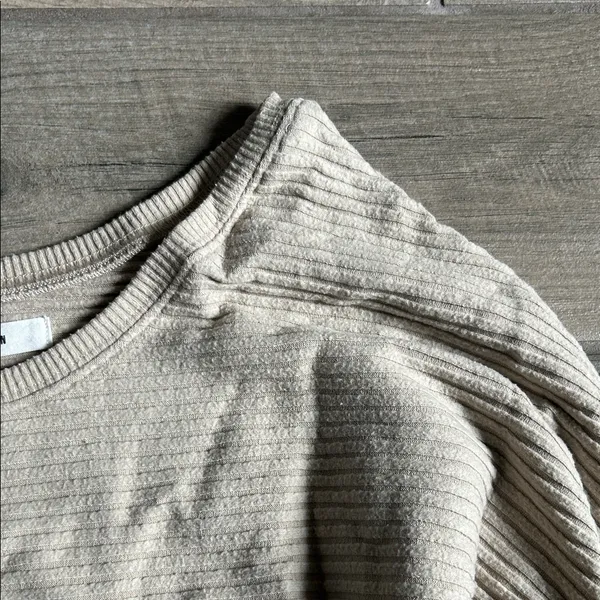 Joah Brown Taupe Ribbed Knit Top - Image 3