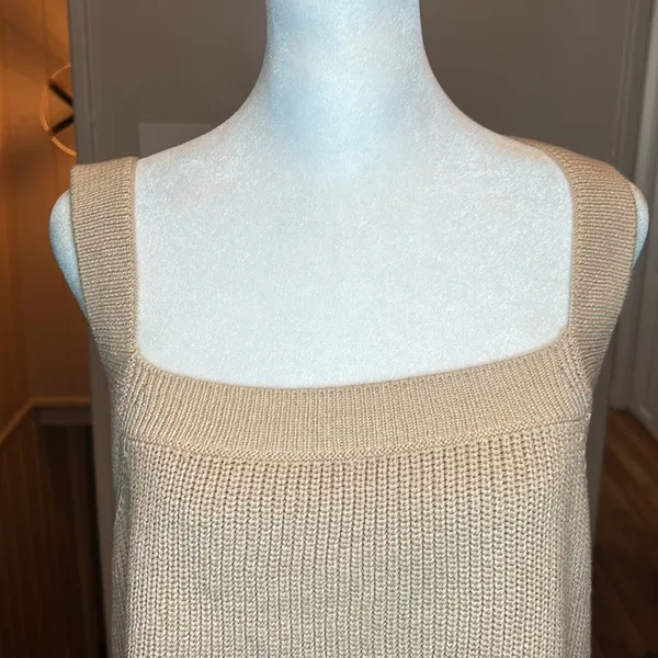 Reformation Yeta Cotton Ribbed Sweater Tank Sand Size XL - Image 6