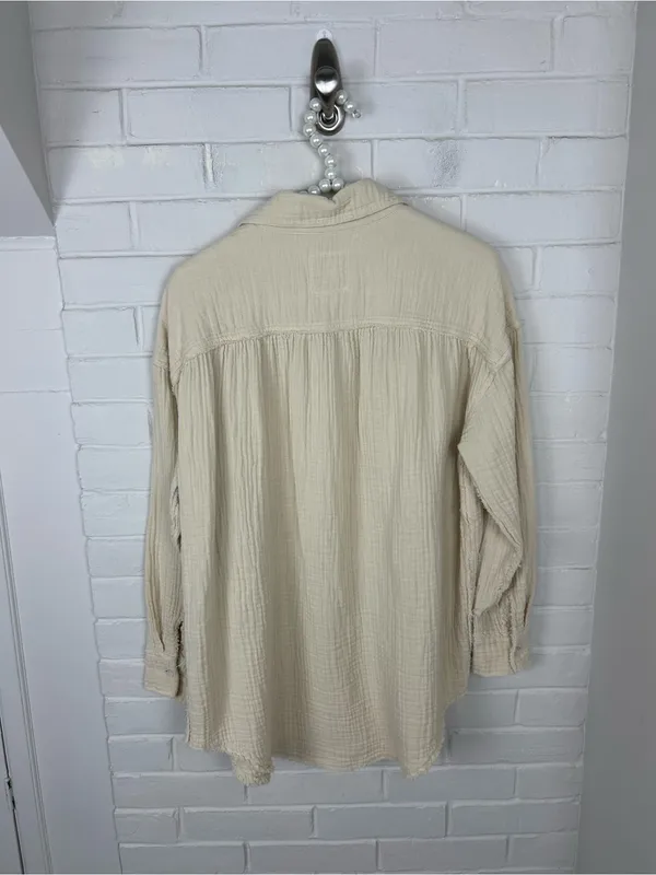 Aerie Pool To Party Gauze Cotton Button Down Coverup Shirt Size XS - Image 12