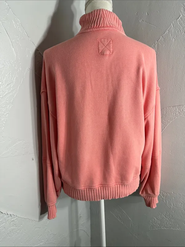 aerie Coral Half-Zip Cropped Sweatshirt - Image 7