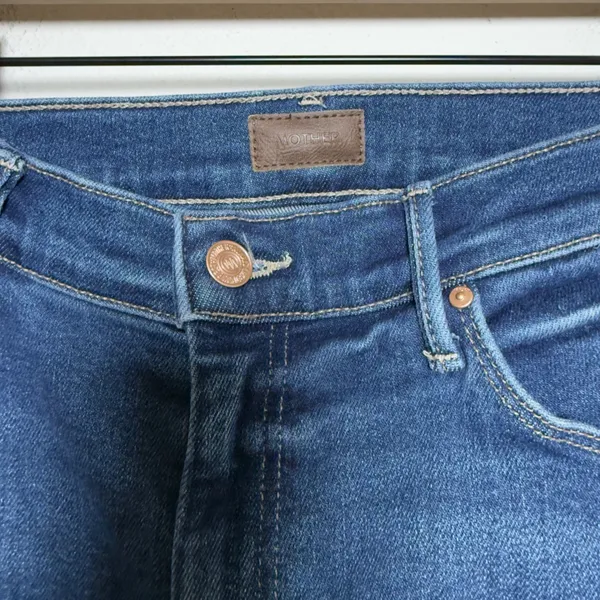 NEW Mother Anthropologie Women Jeans 34 Blue High Rise Flare Raw Take it Easy - Image 5