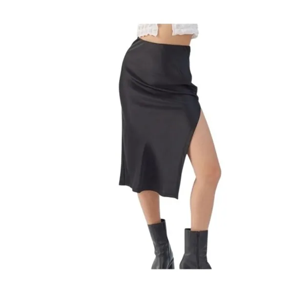 Urban Outfitters Women's XS Black High Waisted Midi Skirt Side Zip Grunge Office - Image 2