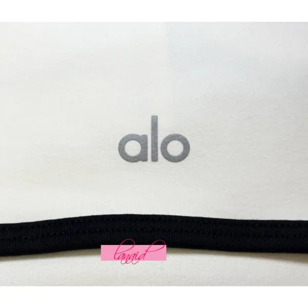 Alo Airbrush Streamlined Bra Tank Ivory Black Padded Sports Bralette Crop Top XS - Image 14