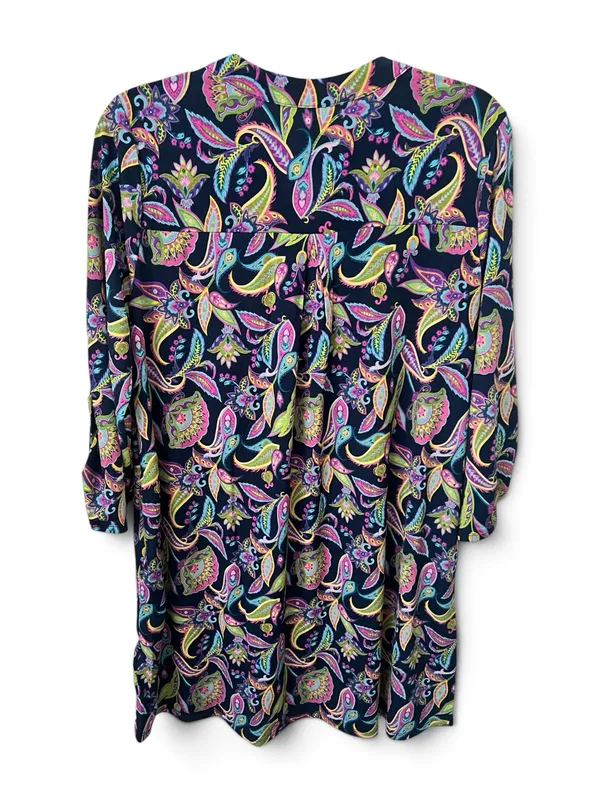 Dear Scarlett Floral Navy Paisley Midi Dress with pink, green, & blue accents - Image 3