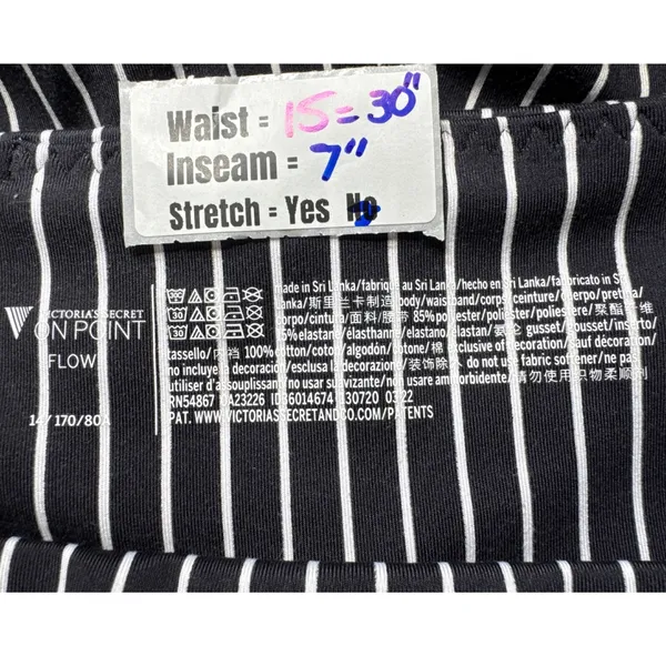 Victorias Secret On Point Flow Biker Shorts Black White Striped Pockets Size 14‎ - Image 4