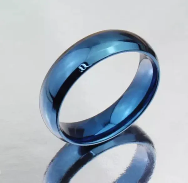 6mm Blue Stainless Steel Ring - Image 2