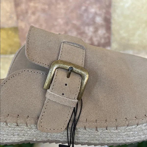 NEW Haute Hippie Aria 100% Suede Buckle Espadrille Tan Slip-On Mule Clogs US 9.5 - Image 8