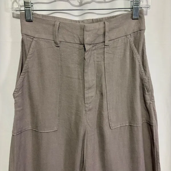 Abercrombie & Fitch Linen Blend Wide Leg Pants Taupe Mauve XS High Rise Trousers - Image 2