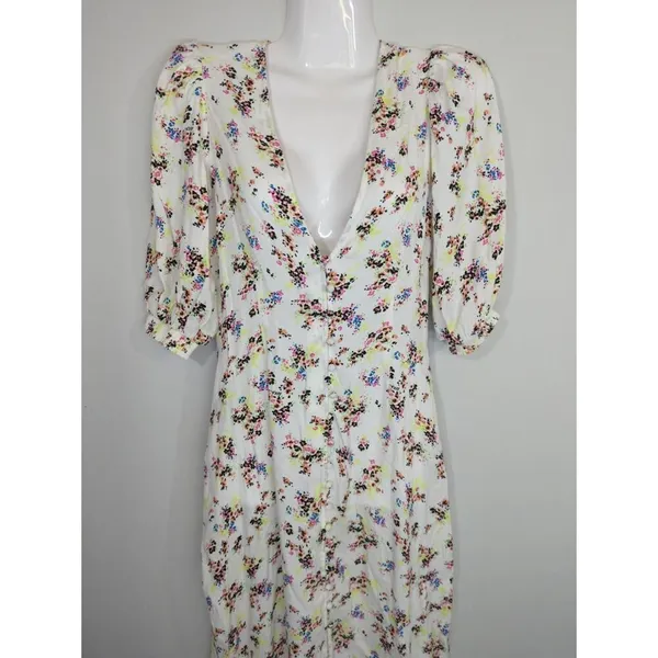 AFRM Floral V-Neck Midi‎ Dress - XS - Multicolor V-Neck Summer Party Boho - Image 2