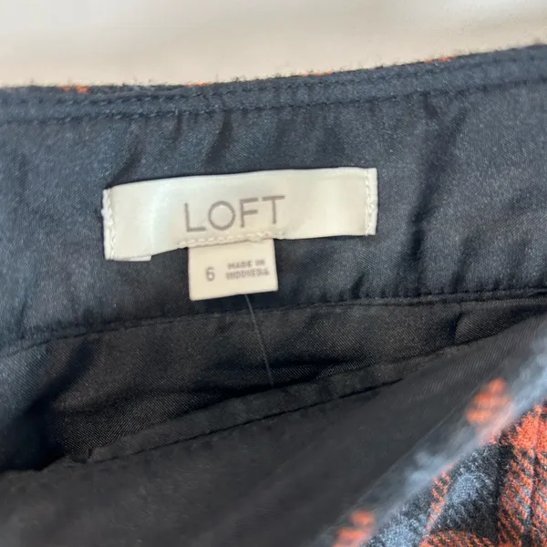 NWT LOFT Black and Orange Plaid A-Line Skirt - Image 5