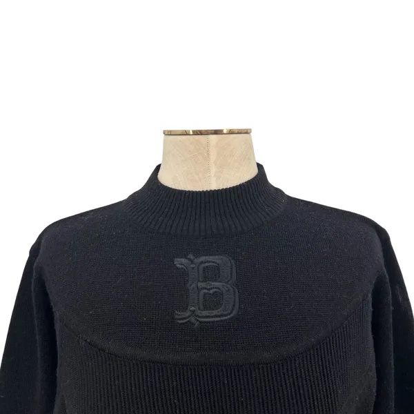 Bogner Vintage 90s Ski Mock‎ Neck Wool Blend Logo Sweater Black Size Small - Image 2