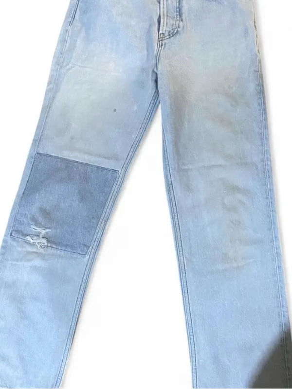 Reformation Cynthia Patch High Rise Straight Leg Distressed Tahoe Wash Denim 24 - Image 3