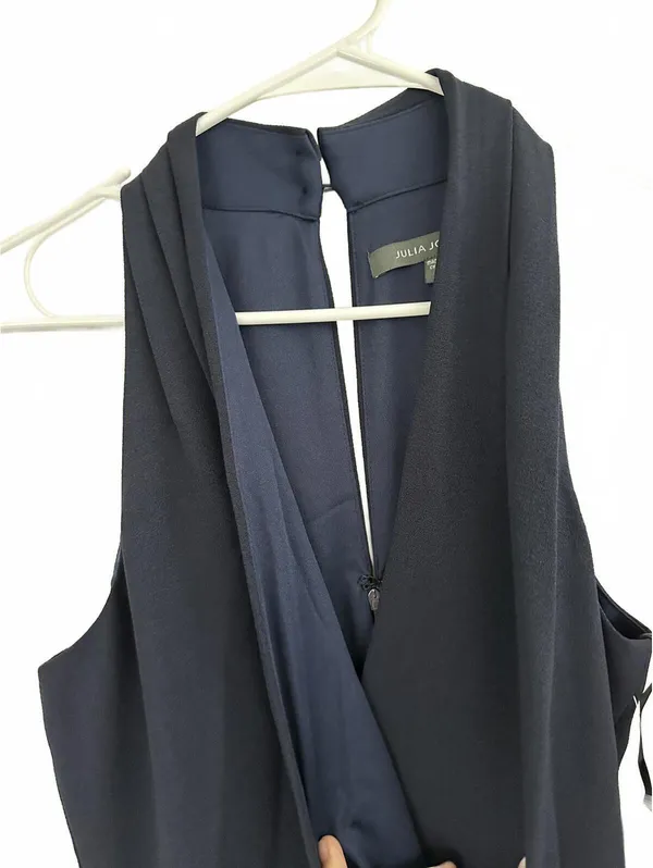 Julia Jordan Tie Waist Wide Leg Halter Jumpsuit NWT Navy Blue Size 6 - Image 5
