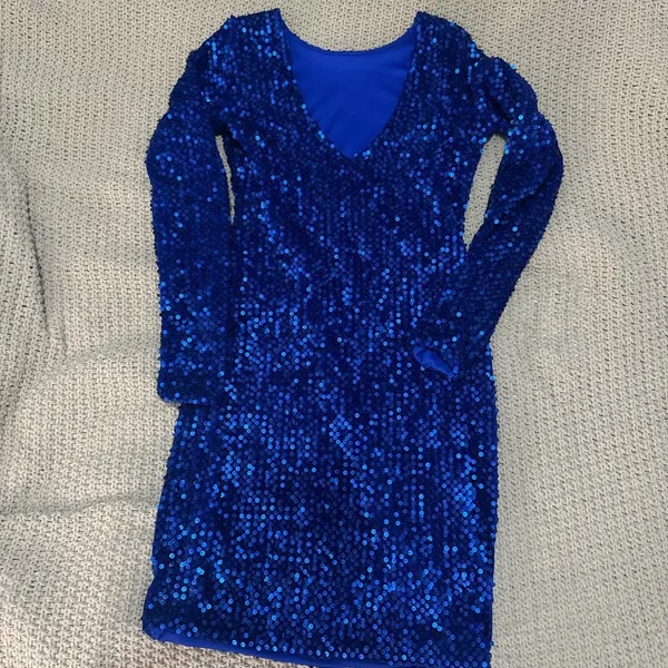 Motel Rocks Blue Sequin Mini Dress - Image 3