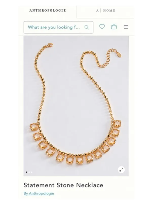 Anthropologie Statement Stone Necklace in Citrine - Image 4