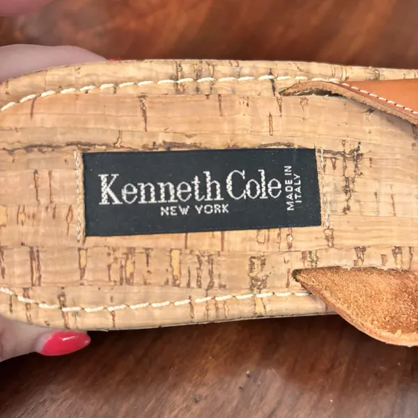 Kenneth Cole Cork Slide Sandals Brown‎ Leather Buckle Italy Womens Size 39/9 - Image 9