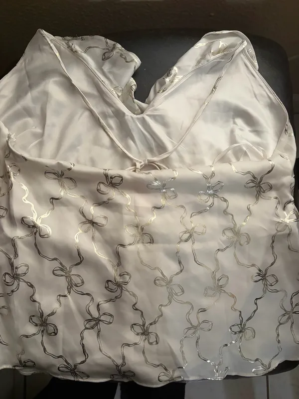 Pink X Loveshackfancy Satin Ruffle Halter Top - Image 3