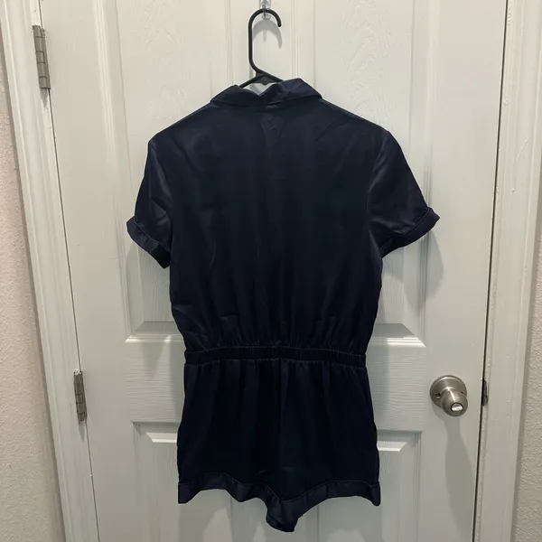 Victoria’s Secret Navy Blue Satin Sleepwear Romper - Image 2