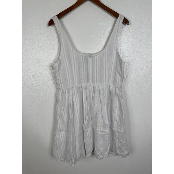 Princess Polly White Cotton Dobby Stripe Babydoll Mini Dress PD022569 Womens 10 - Image 2
