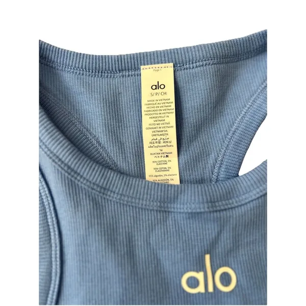 Alo Aspire Tank Crystal Clear Blue White Small Nwot New Sold Out - Image 3