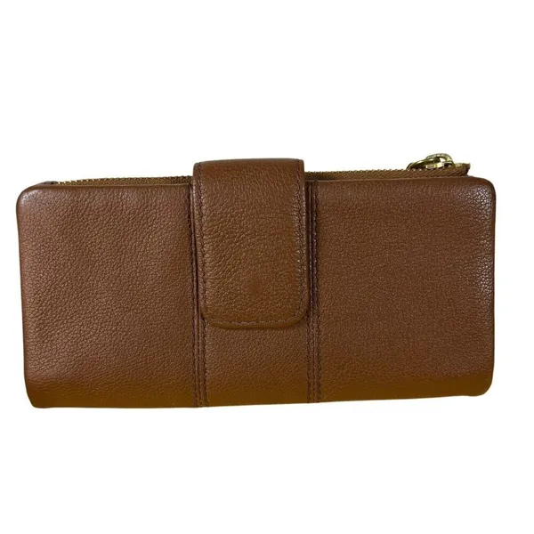 Fossil‎ Ella Clutch Brown Leather Wallet zipper fold card orgainizer - Image 3