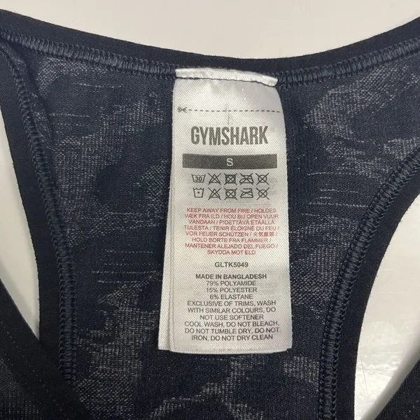 Gymshark Adapt Black Camo Seamless Tank Women’s Razorback- Small - Image 10