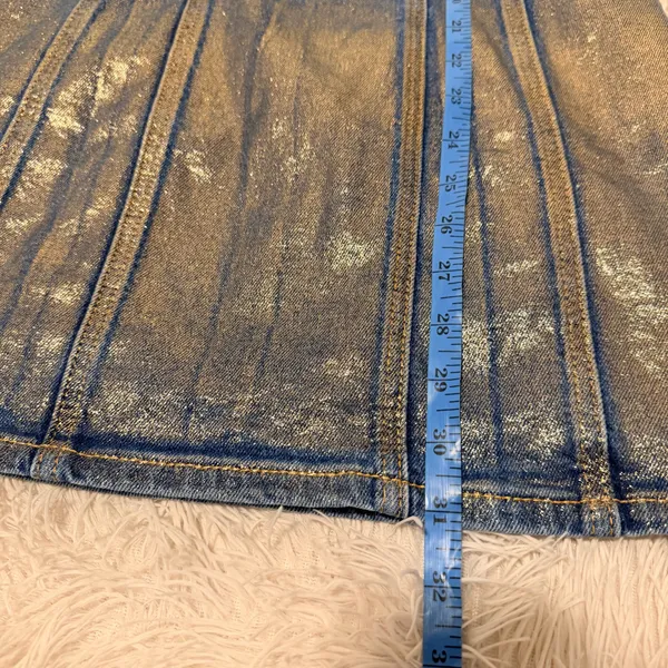 Forever 21 Metallic Gold Ombre Foil Sleeveless Denim Mini Dress - Size XS - NWOT - Image 13