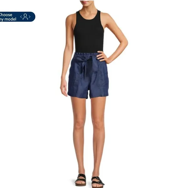 Time‎ and Tru Women's Size 18 Fashion Short Denim Medium Wash Tie Waist Stretch - Image 3