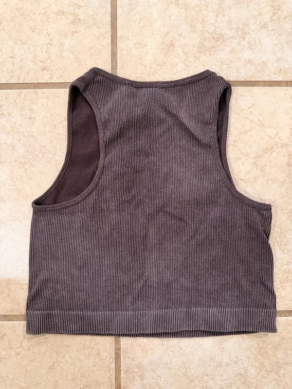 Only Brown Ribbed Seamless Crop Top - Image 3