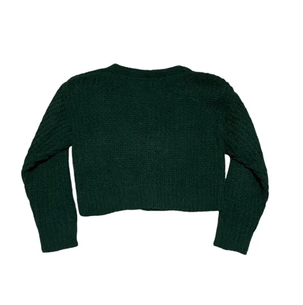 L Love Tree Women’s Deep Green Emerald Cropped Cardigan Sweater Autumn Fall - Image 2