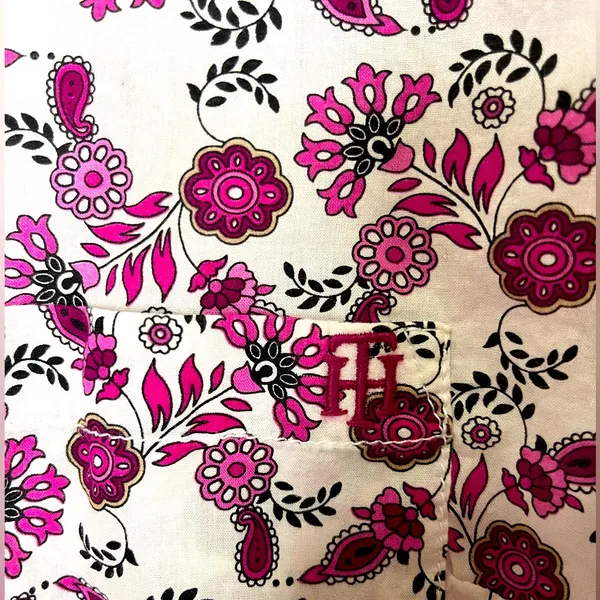Tommy Hilfiger Women’s Pink Floral Cotton Buttoned Shirt Sz L Cottage Y2K Preppy - Image 7