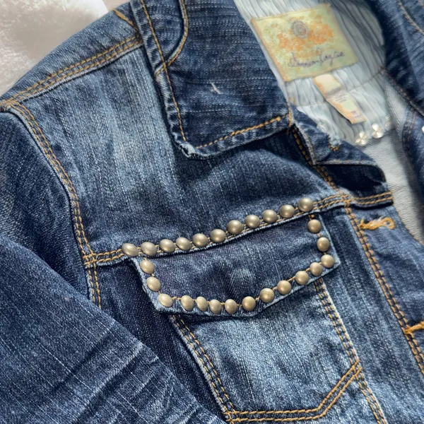 Studded Cropped Denim Jacket | American Rag Cie | Size M - Image 4