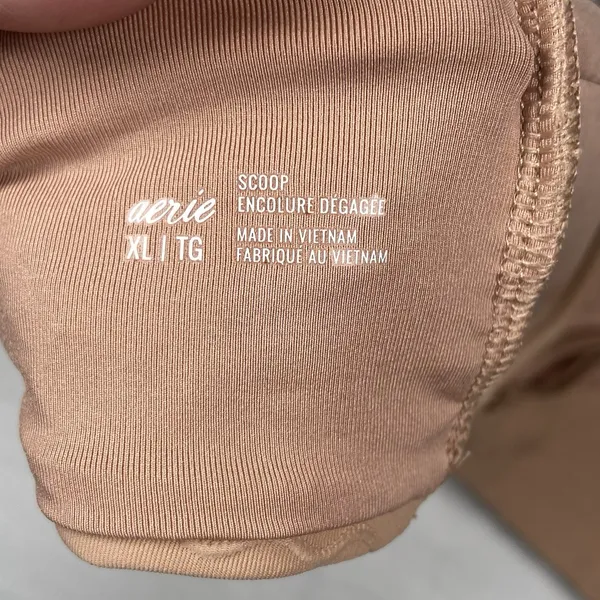 Aerie Scoop Bikini Top Womens Size XL NWT Nude Lacing Shimmer Adjustable - Image 5