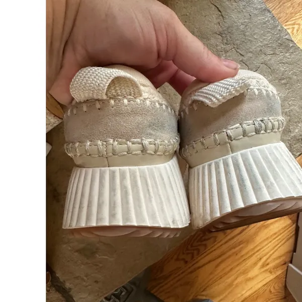 Dolce Vita Dolen Woven Crochet Platform Sneakers Cream Ivory Suede 6 - Image 4